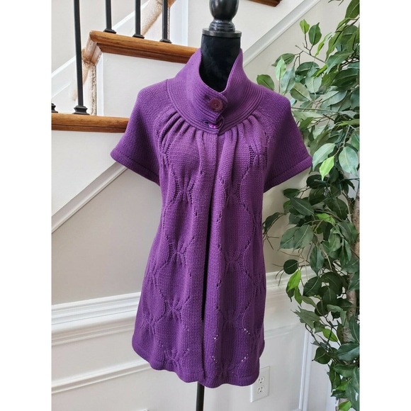Kasper Women's Purple Acrylic Short Sleeve High Neck Knit Sweater Size X-Large - Picture 9 of 9